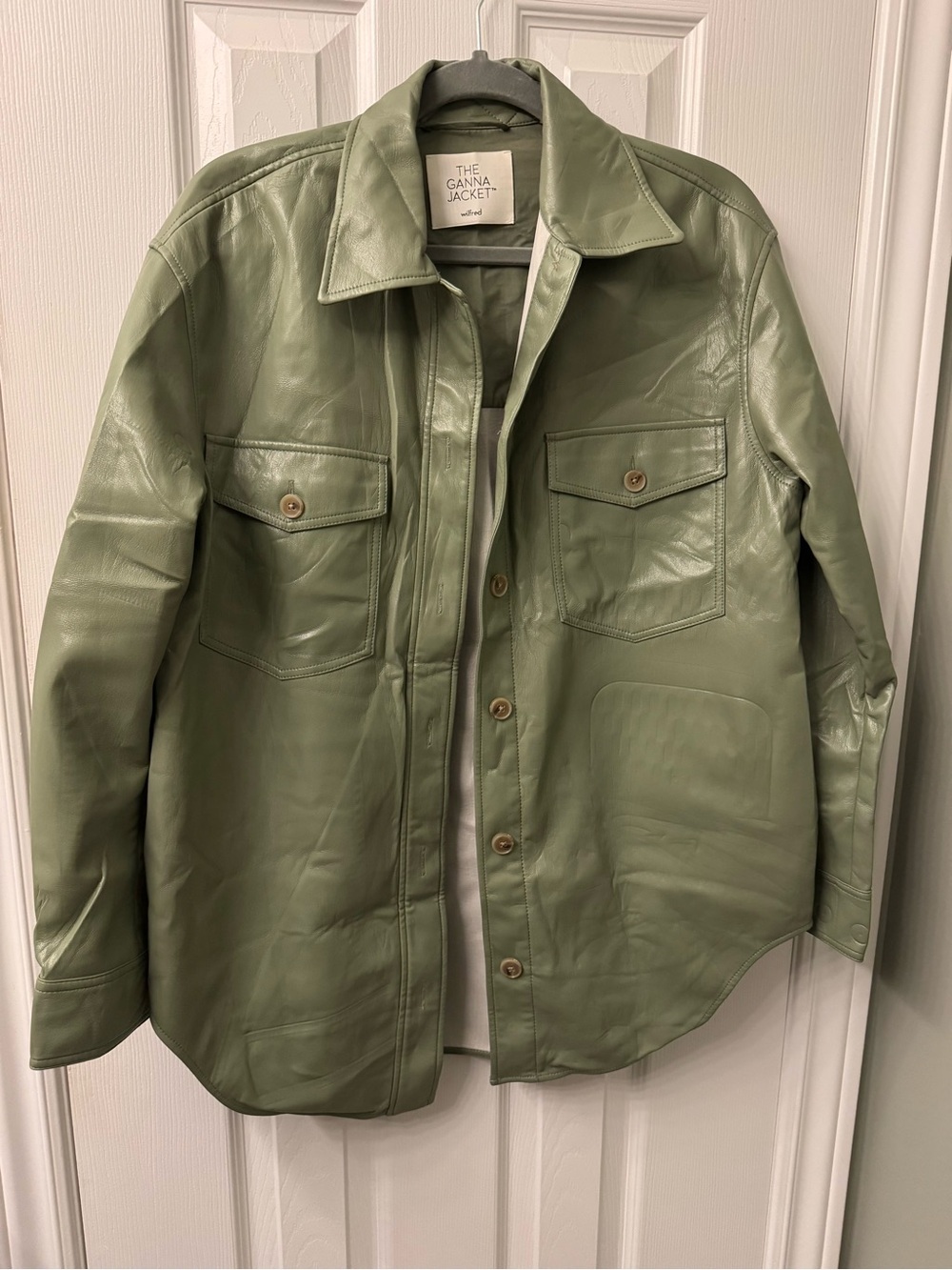 Wilfred Olive Green Faux Leather Shirt Ganna Jacket - Picture 2 of 6